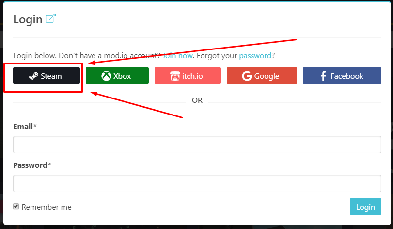 Авторизация в Mod.io через Steam