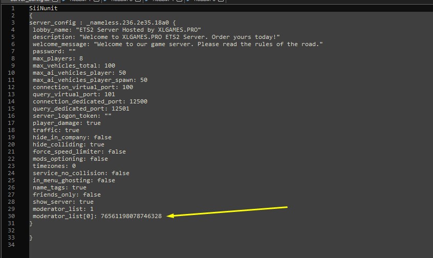Прописать свой SteamID64 на сервере ETS2