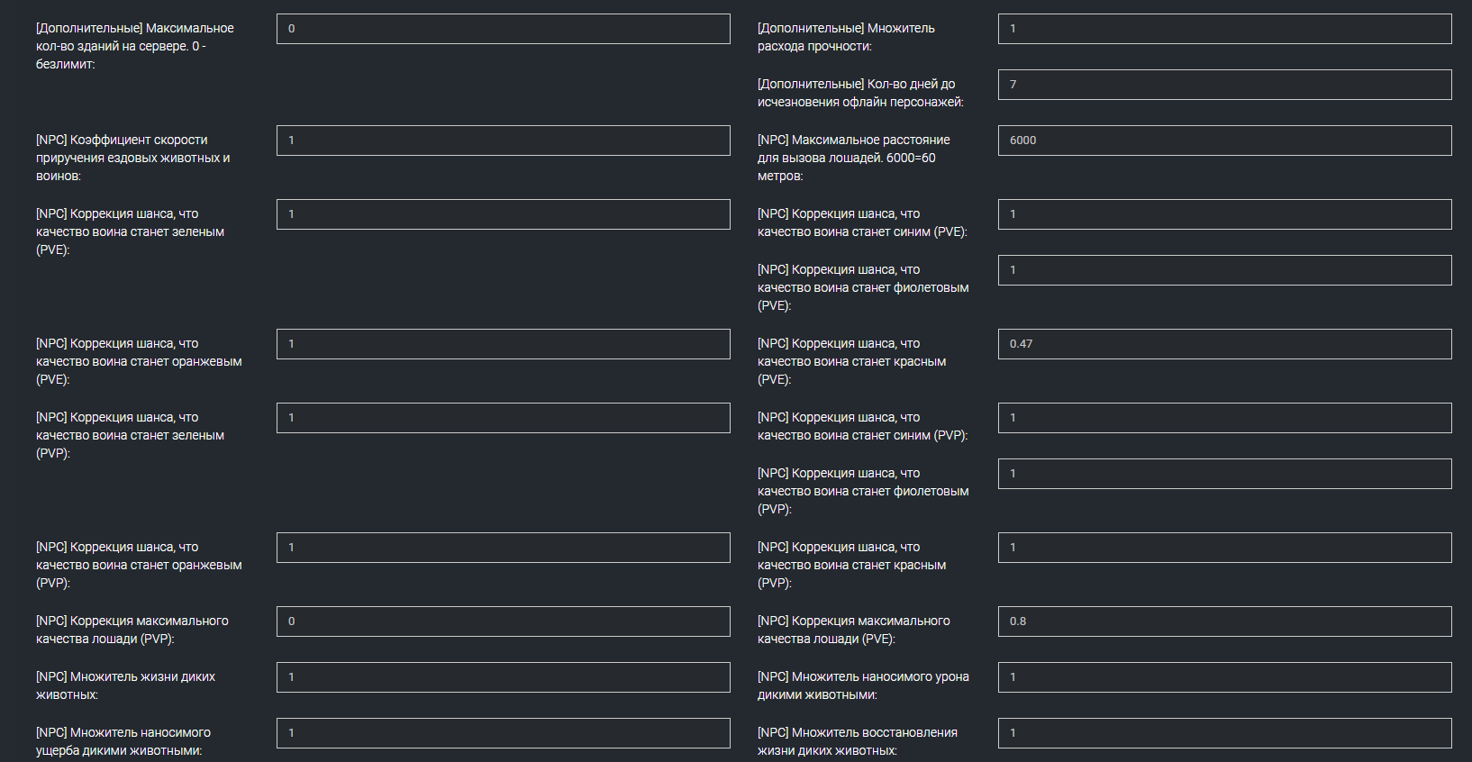 Настройка сервера Myth of Empires подробные настройки