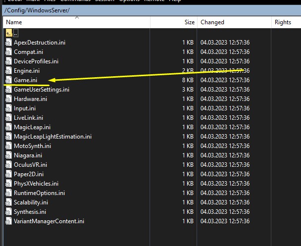 Установка модов на сервер LEAP, открыть файл Game.ini