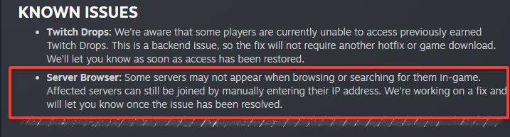 Официальная информация разработчиков SCUM о проблеме отображения серверов в Server Browser