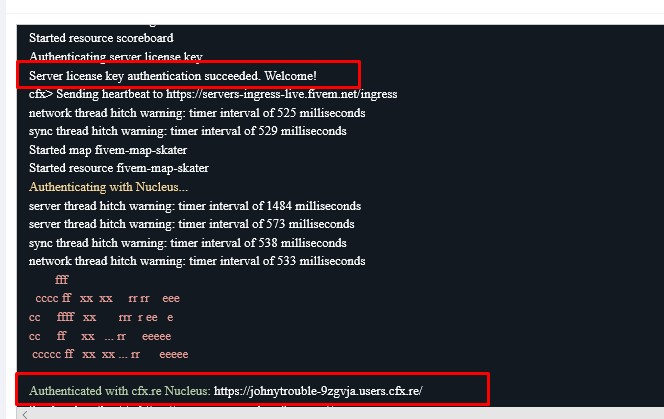 Успешный запуск сервера FIveM