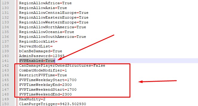 как включить режим PVE-K Conflict на сервере Conan Exiles добавить строки в блок [ServerSettings]