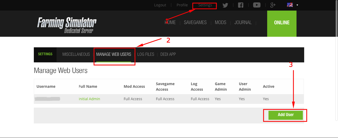 Как дать доступ другому пользователю на управление сервером Farming Simulator 19. 8