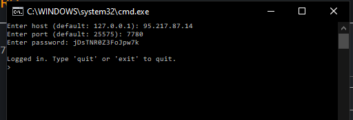 Успешное подключение к RCON Conan Exiles