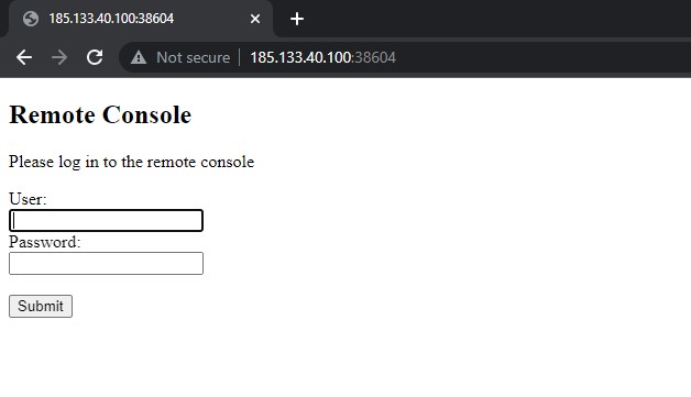 Вводим логин и пароль от панели управления сервером LEAP