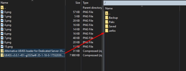 Загрузка архивов UE4SS в папку ue4ss по FTP