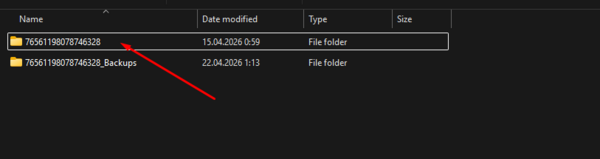 Папка профиля в SaveProfiles, обычно это SteamID64