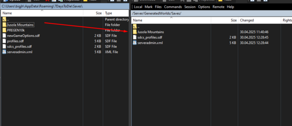 Копирование сейва в Server/GeneratedWorlds/Saves