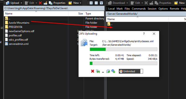 Копирование сейва в Server/GeneratedWorlds/Saves