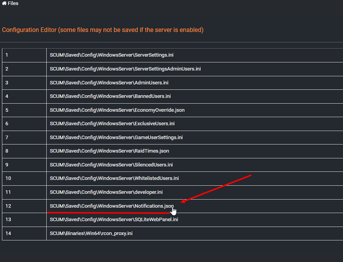 Opening the Notifications.json file